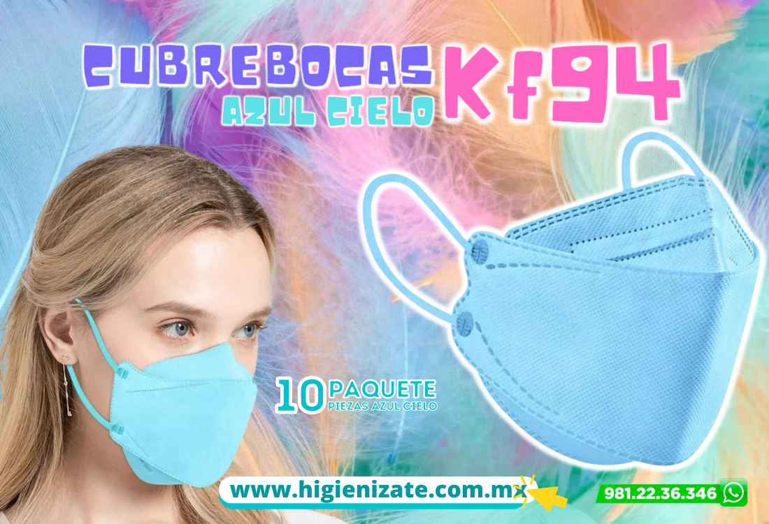 KF94- PAQUETE COLOR AZUL CIELO PARA ADULTO . (10 PIEZAS)