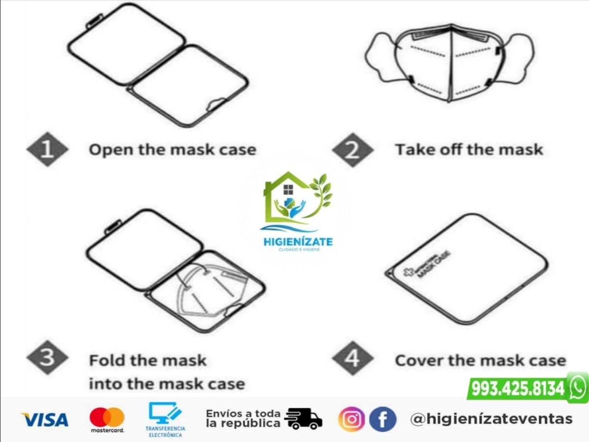 CAJA PORTATIL PARA CUBREBOCAS CUADRADA ROSA