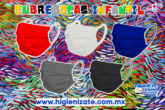 Paquete de Cubrebocas Infantil Termosellado 3 Capas Multicolor. 🌈👶👧 👦(Codigo M0-8)