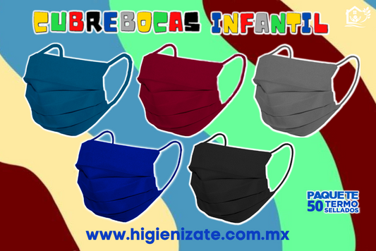 Paquete de Cubrebocas Infantil Termosellado 3 Capas Multicolor. 🌈👶👧 👦(Codigo M0-9)