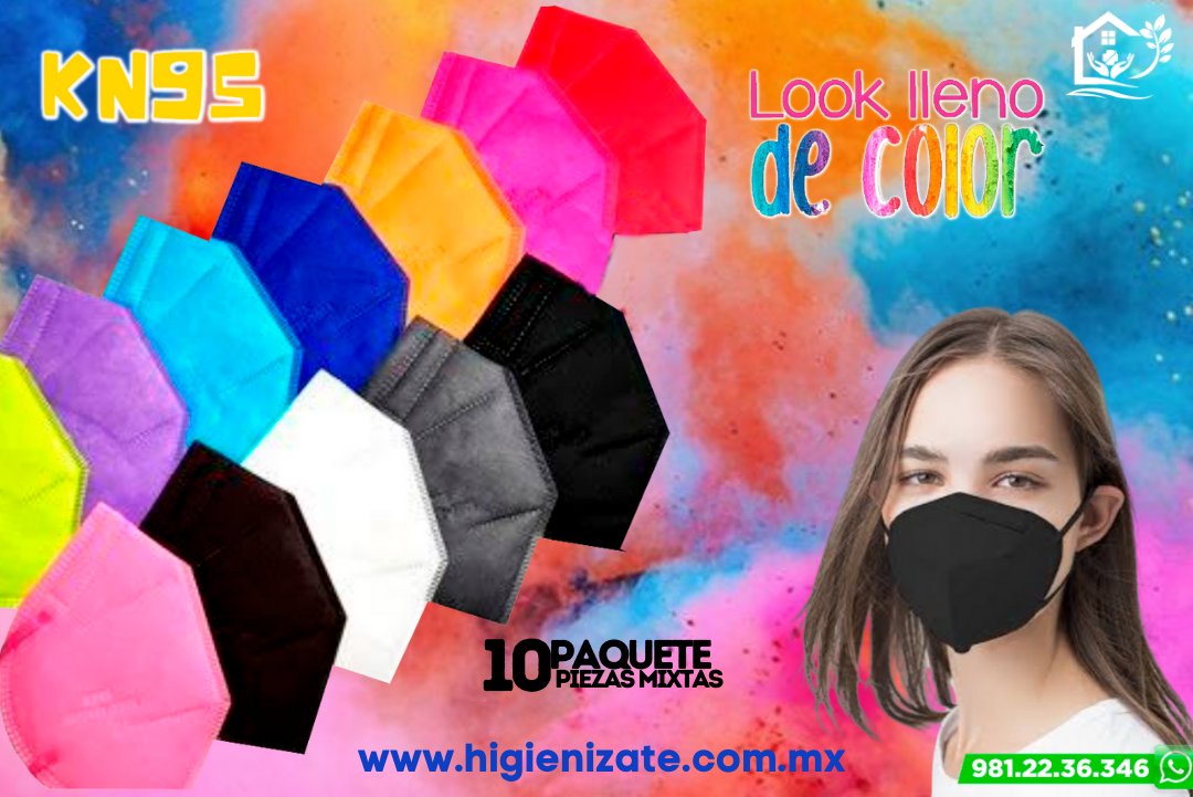 KN95 - Adulto Paquete #1 de 10 piezas de Colores.