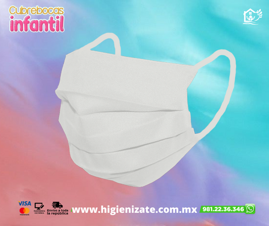 Paq 50 Cubrebocas Infantil Termosellado 3 Capas Blanco.💕👶👧👦