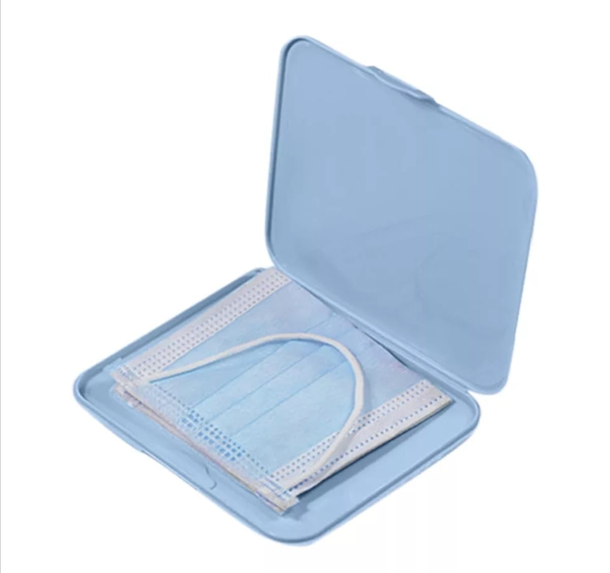 CAJA PORTATIL PARA CUBREBOCAS CUADRADA AZUL