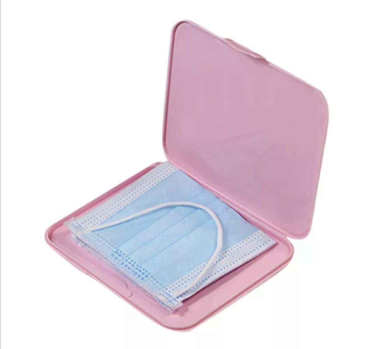 CAJA PORTATIL PARA CUBREBOCAS CUADRADA ROSA