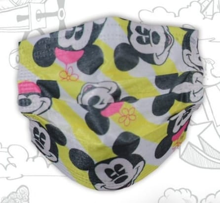 CUBREBOCAS DE TRIPE CAPA TERMOSELLADO PLISADO INFANTIL MINNIE Y MICKEY - 10 PZAS
