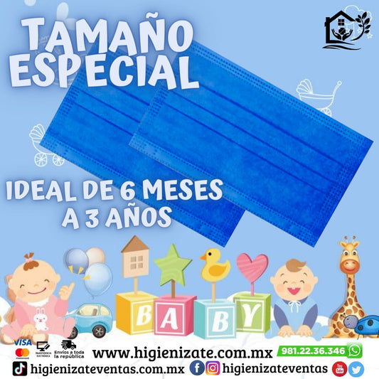 Paq 20 Cubrebocas Infantil Termosellado 3 Capas . 👶(especial para bebes de 6 meses a niños de 3 años) AGOTADOS